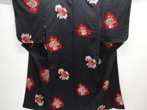 大正ロマン　薔薇模様織り出しお召着物